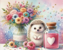 JACAROU - SWEET HEDGEHOG LOVE 40CM X 50CM - DIAMOND DOTZ
